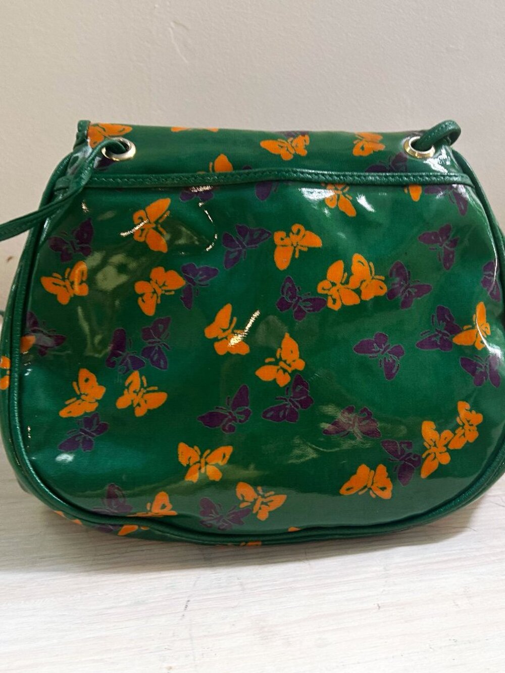 RARE Vintage Bottega Veneta Butterfly Bag Green Orange Purple Mint Shoulder Bag - Picture 4 of 10
